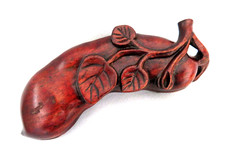 Chinese Carved Wood Peapod Trinket Box