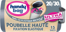 - Sacs Poubelle Haute À Fixation Élastique 20L/30L X 15 Sacs - Maintient Le Sac 
