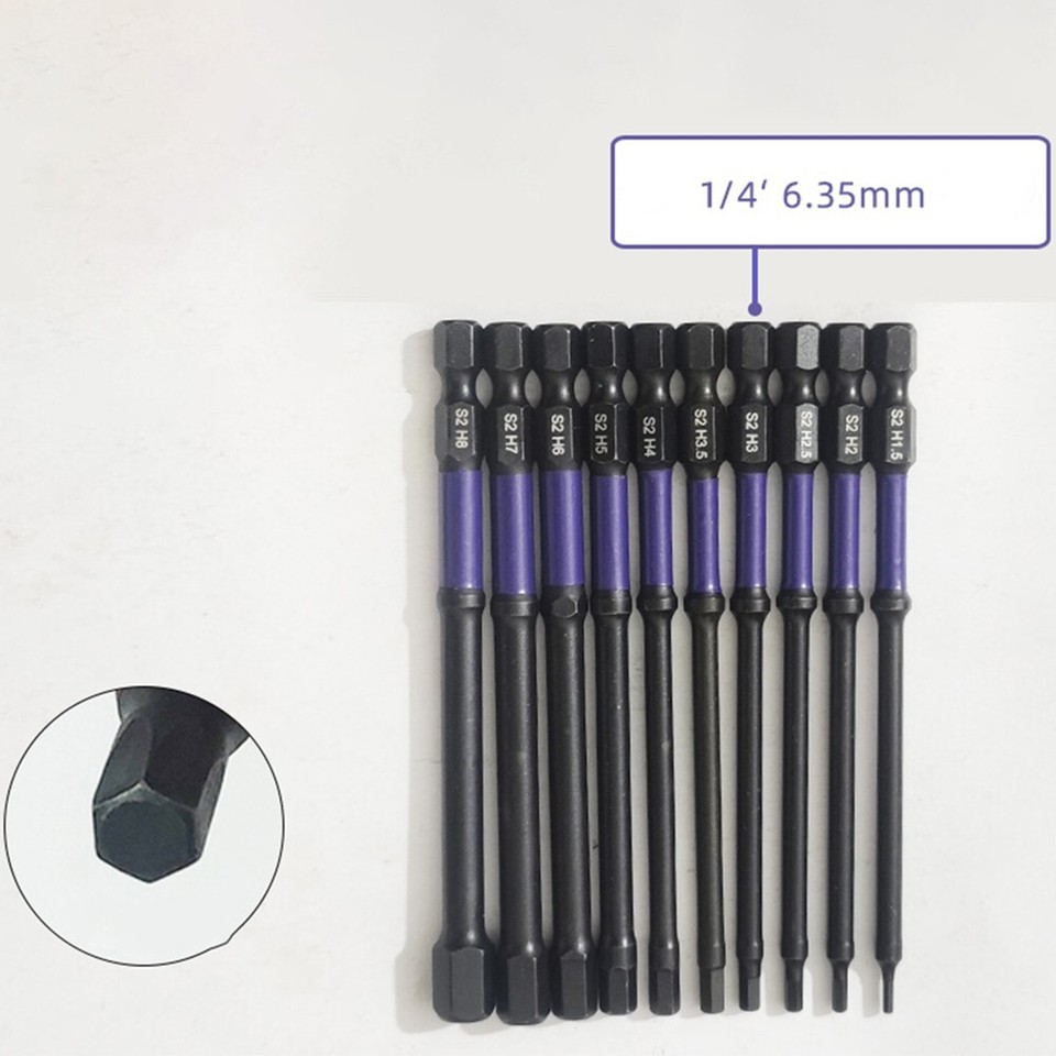 Essential Tool For Impact Hex Wrench Bit Kit of Total Ten Pieces Each