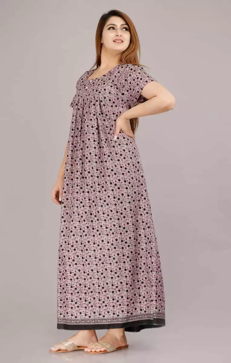 Buy Negligee Nighty for Women Cotton Printed Maxi Gown Ankle Length Nighty  Night Dress Gown for Women Maxi - Free Size (Pack of 2) at
