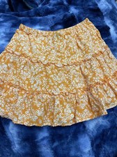 Girls Orange Tiered Floral Skirt Size 7/8