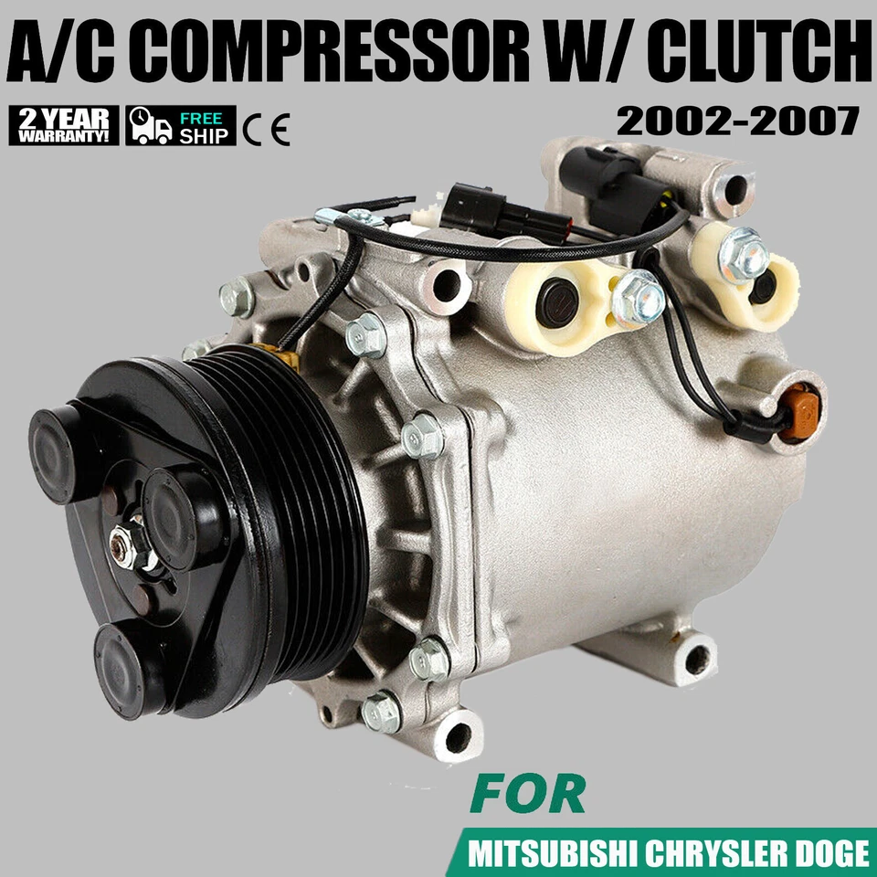 Compresor de aire acondicionado compatible con Mitsubishi Eclipse 2,4 L 2000 2001 2002 2003-2005 CO 10596AC Foto 2 de 4