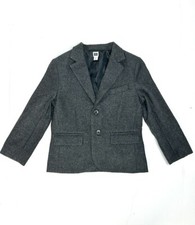 Janie and Jack Wool Blend Blazer Suit Jacket Gray with Elbow Patches sz 4