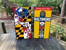 WATERPROOF  NON-FADING Baltimore Maryland Cornhole Board Wraps Design 2