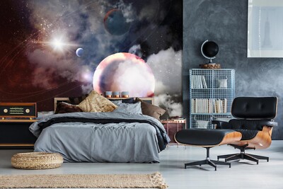 3D Planet Sterne Wolke Q7910 Tapete Wandgemälde Fototapete Selbstklebend Kay