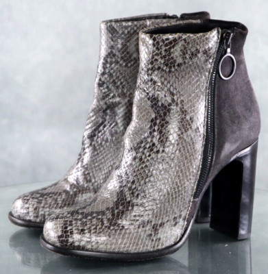 Rag and Bone Women's Camel Boots Size EU 37 US 7 Snake Print Leather Gray