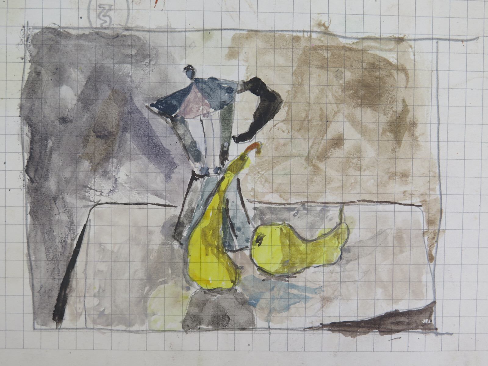 On Old Table Painted Sketch By Painter Pancaldi P28.11