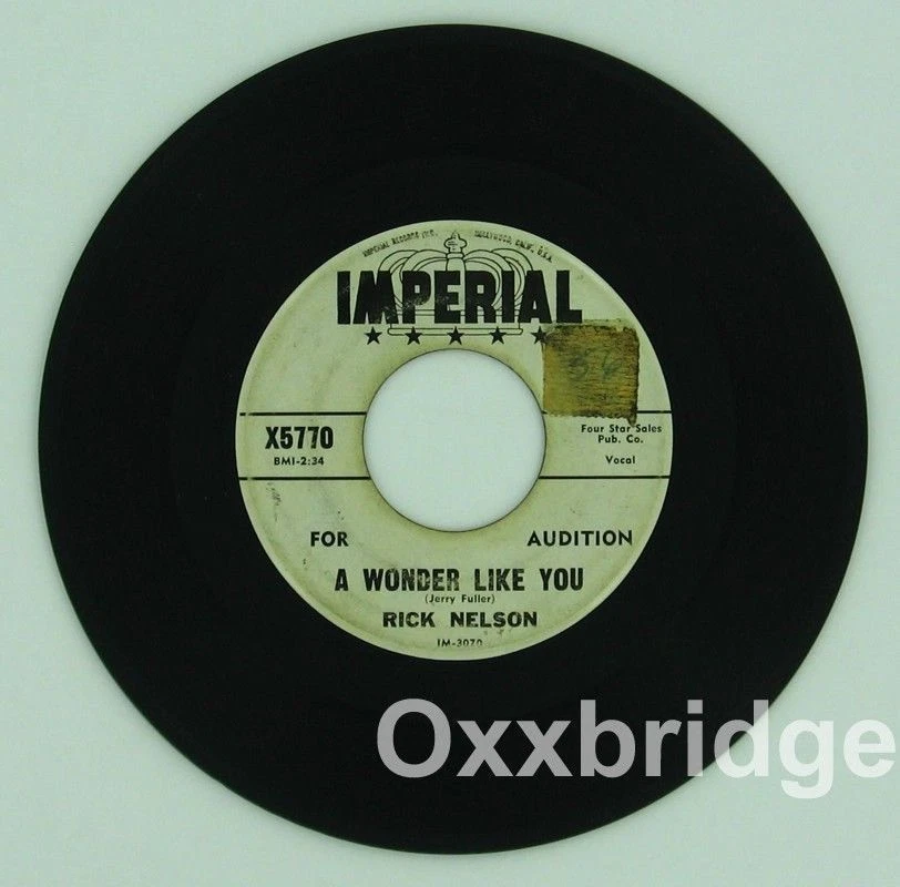 Рик Нельсон РЕДКАЯ ПРОМО Everlovin/A Wonder Like You ИМПЕРСКАЯ 1961 WLP Doo Wop 45 - Изображение 2 из 2