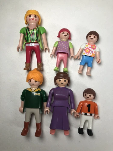 Playmobil Lot Of 6 Figures People Toys 2” And 2.75” Some Vintage Replacements