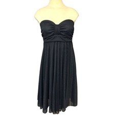 Vintage 90s Black Dress Baby Doll Sz M Chiffon Top Less Cocktail Y2K Whimsigoth