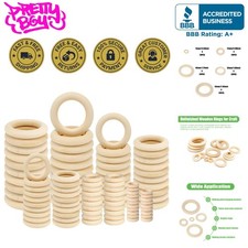 Natural Wood Rings for Crafts - 100 Unfinished Pieces 5 Sizes for Creative DIY