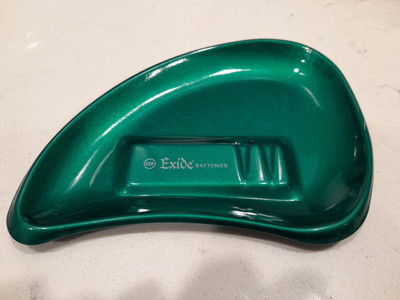 Rare Vintage Advertising Ashtray Exide Batteries Green MCM Boomerang Design 