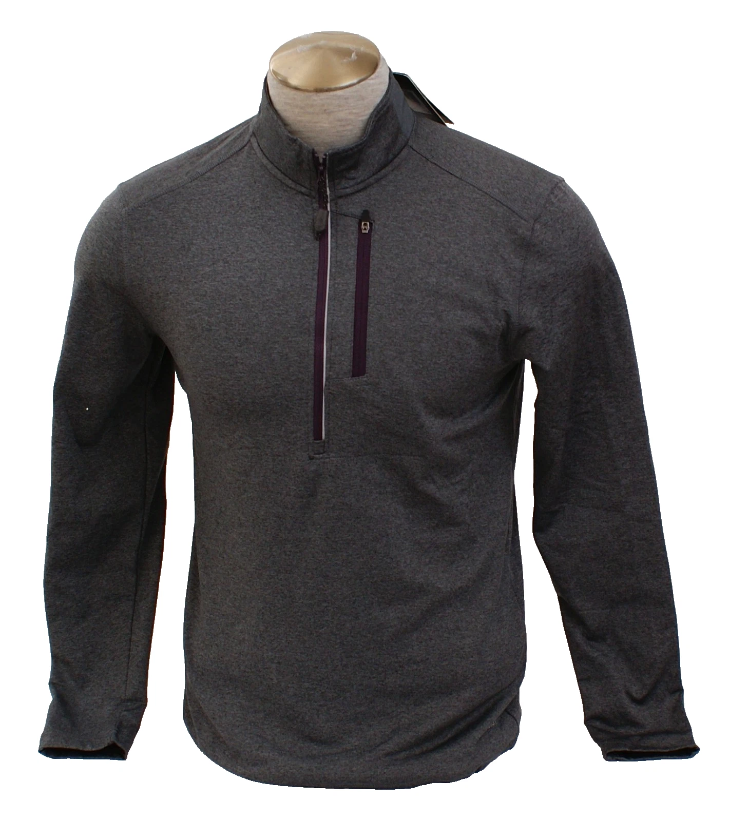 Motion Men's S Gray Beacon 1/4 Zip Long Sleeve Shirt Stretch Fleece Interior