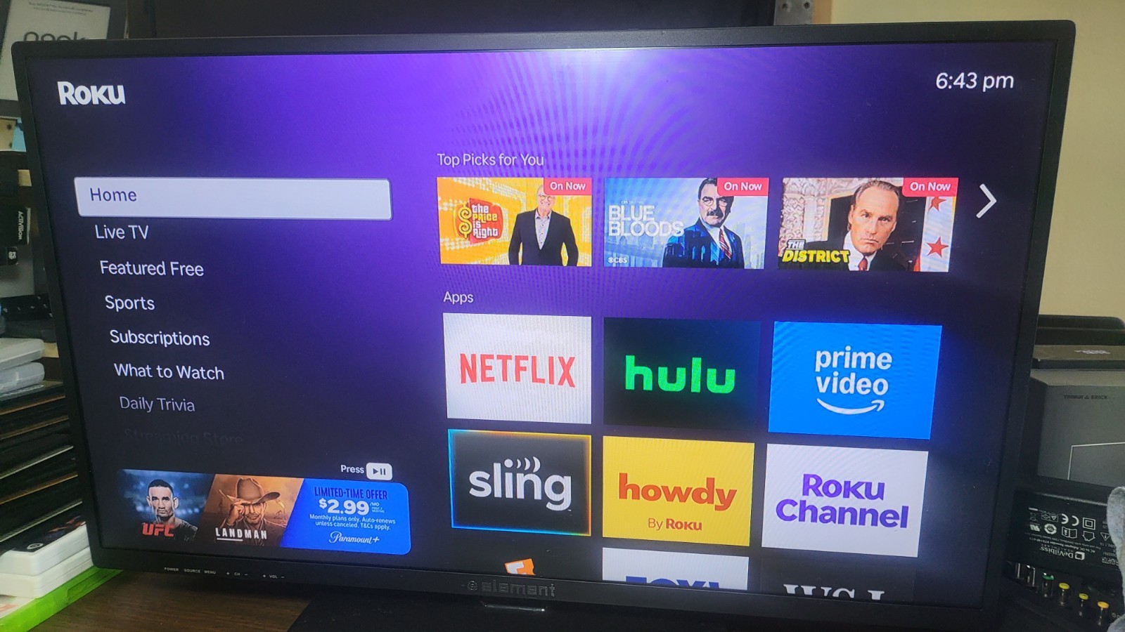 Element 24&rdquo; Compact LED HDTV 720p Flat Screen TV PC Monito
