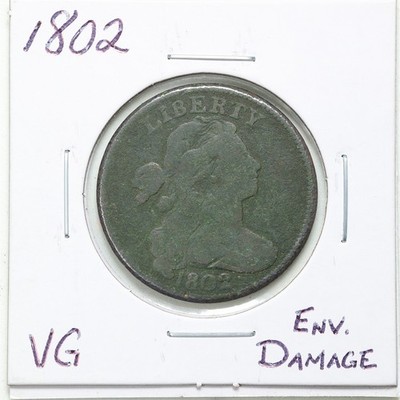 1802 1C Draped Bust Large Cent with VG Detail Env. Damage #5982