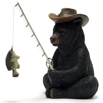Hodao Black Bear Fishing Figurines Decoration Summer Crafts for 
