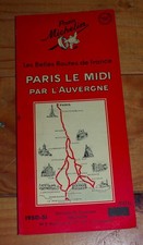 Ancienne carte-guide Michelin de Paris au Midi par l'Auvergne de 1950