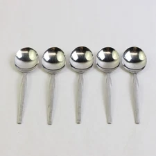 Lot Of 5 International Silver Futura (Stainless) Flatware Round Soup 7" Spoons