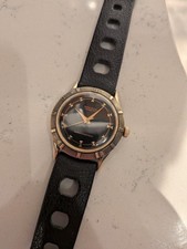 1950s  Vintage Black Dial Benrus with Sunburst Bezel, Manual, Large 34mm Working