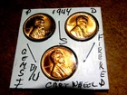 Lustrous RED Cartwheel Gem+ Brilliant Unc. 1944PDS Lincoln Penny Year Set L1