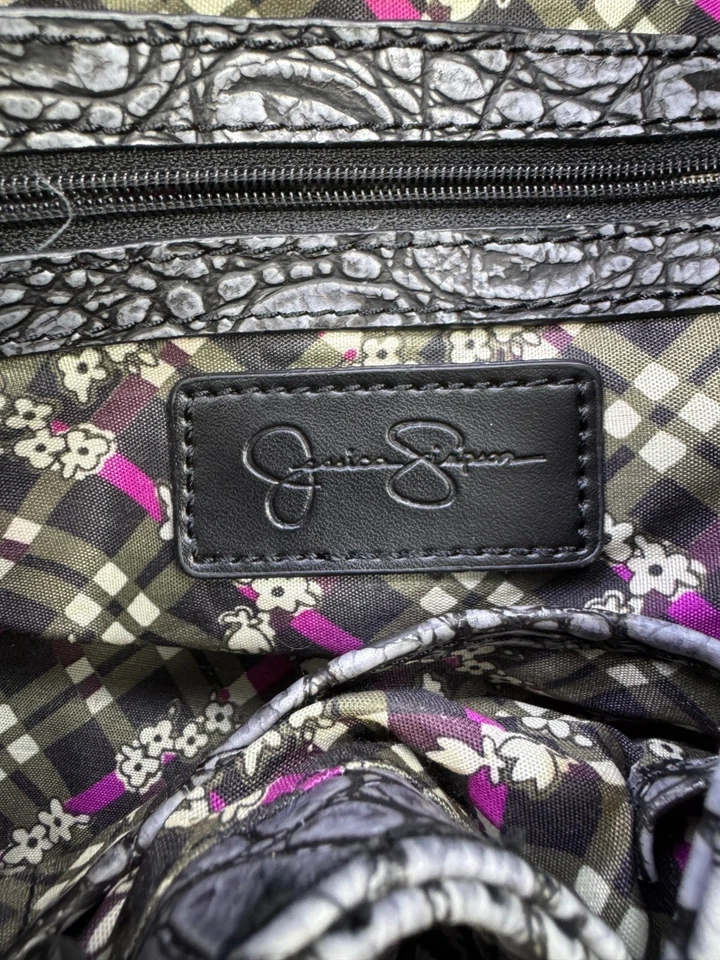 Jessica Simpson Handbag Boho Faux Vegan Crocodile Alligator Leather Tote Purse - Image 3 of 4