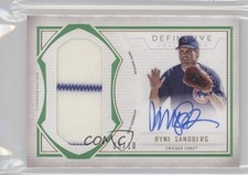2019 Topps Definitive Collection Relic Green 8/10 Ryne Sandberg Auto HOF 05bt