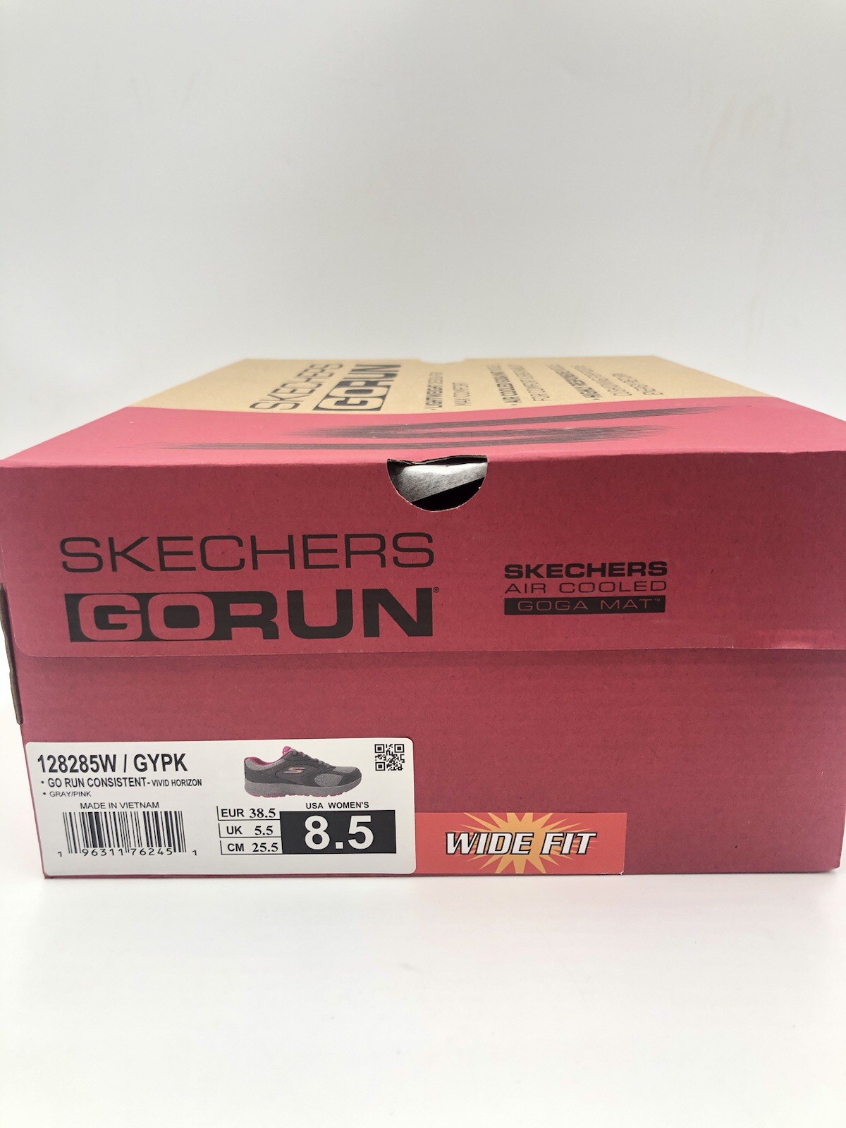 Skechers Go Run Consistent Vivid Horizon Sneaker Women's Sz 8.5 Wide Gray Pink •