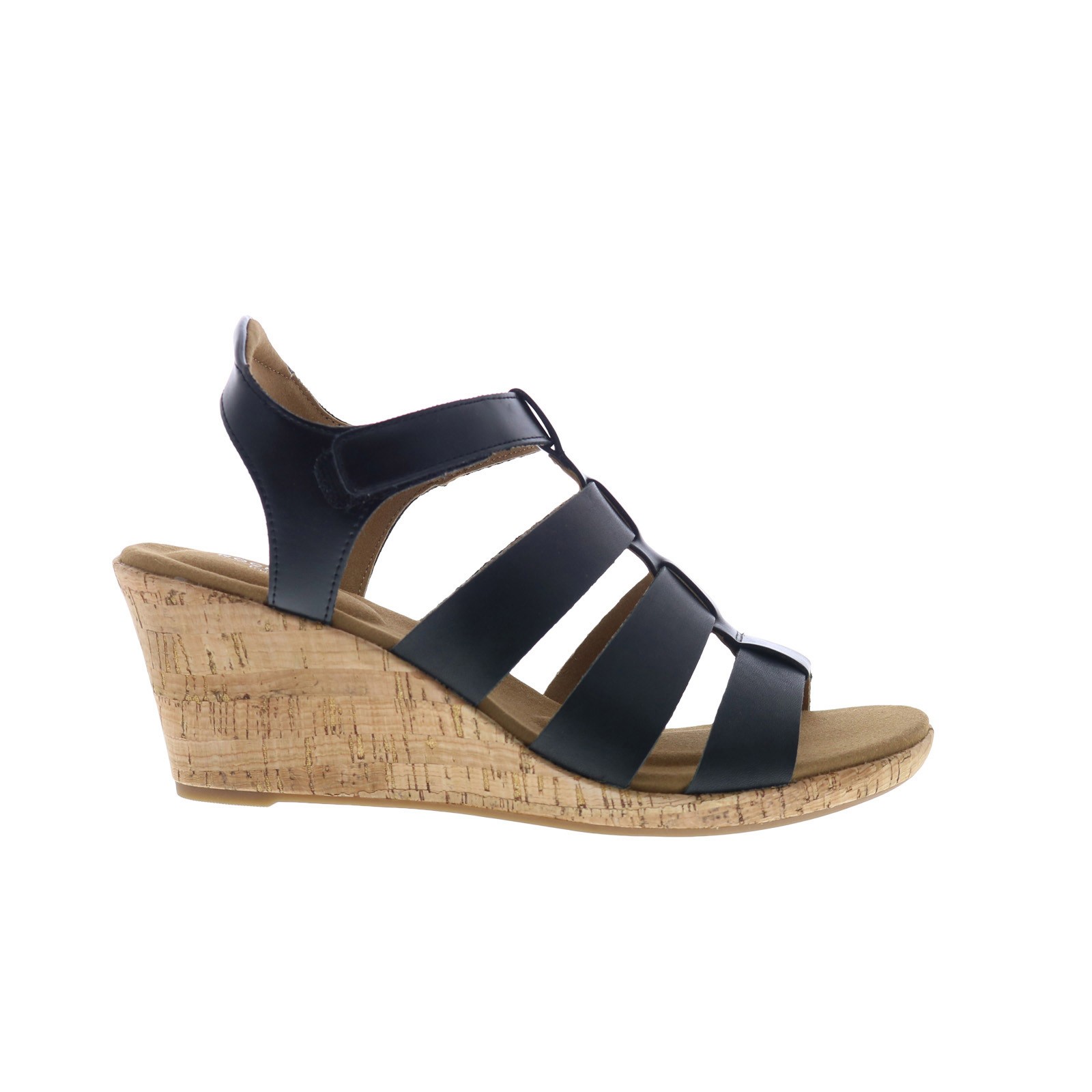 Rockport Briah New Gladiator CJ0789 Womens Black Wide Wedges Sandals Shoes 7 6090₽