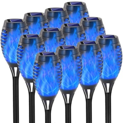 Solar Lights Outdoor, 12 Pack Blue Solar Torch Light with Flickering Flame, 1...