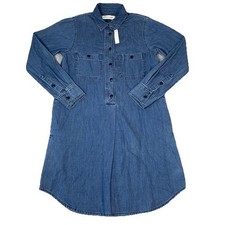 Madewell Shirtdress Women's XXS Blue Denim Popover Chambray Long Sleeve Pockets