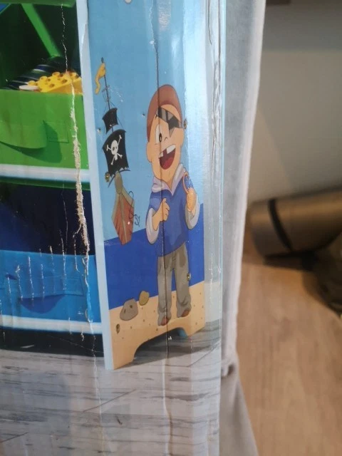 Kids Storage Shelves With 9 Removable Fabric Boxes And Pirate Themed Sides - Image 4 of 4