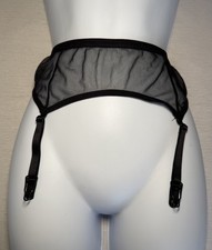 90s Vintage Frederick  s of Hollywood Black Mesh Garter Belt Sz Small