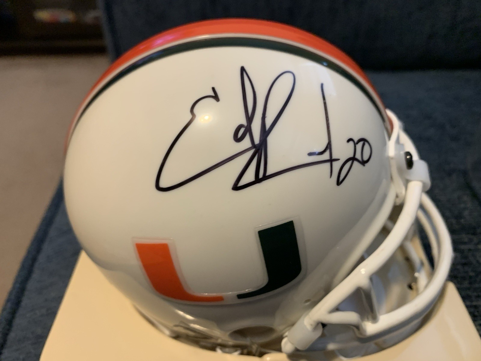 Ed Reed University Of Miami HOF MIAMI HURRICANES BALTIMORE RAVENS AUTO MINI HELMET JSA 