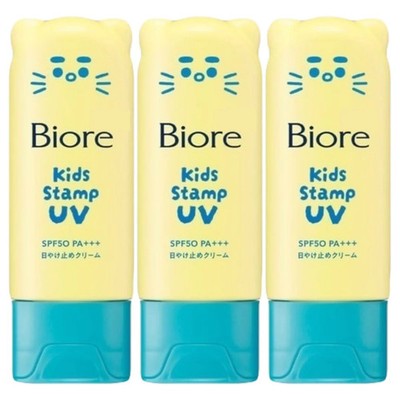 3er Set Biore UV Kinder Stempel Sonnencreme LSF50 PA+++ 70g Pfotenabdruck Min...
