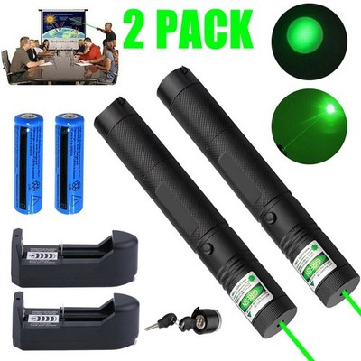 2PCS 9900Miles Rechargeable Green Laser Pointer Pen Astronomy Visible Beam Lazer