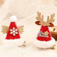 Women Christmas Hat Hair Clips Sequin Christmas Hat Hair Barrettes for Girls Kid