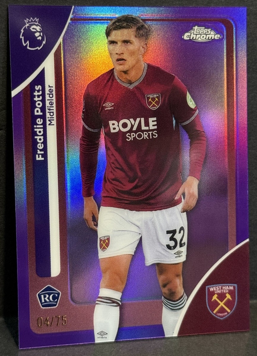 2026 Topps Chrome Premier League West Ham RC Freddie Potts Purple
