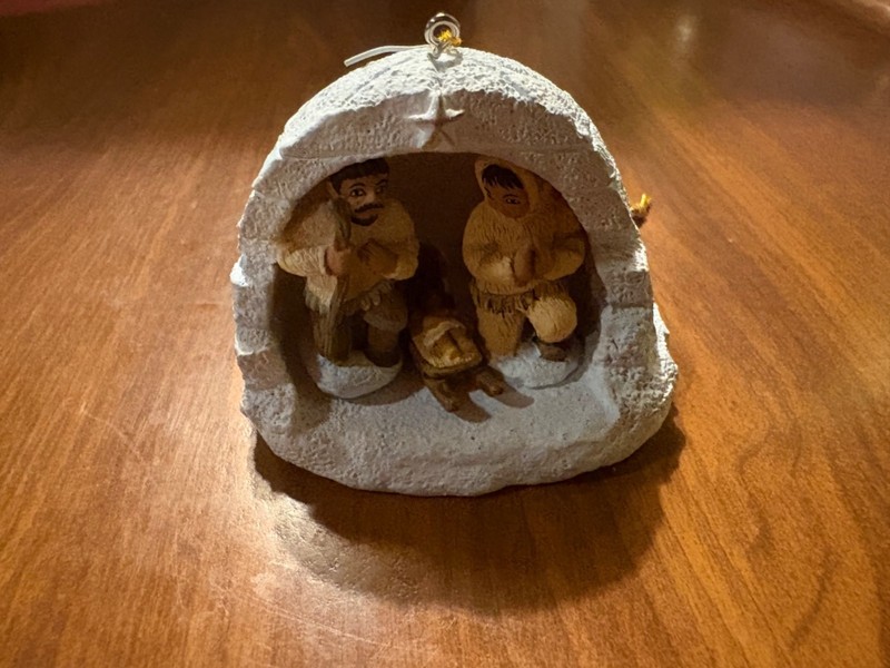 Alaska igloo Nativity miniature ornament