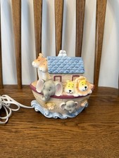 Vintage Ceramic Noah's Ark Night Light Nursery Lamp Animals 2x2