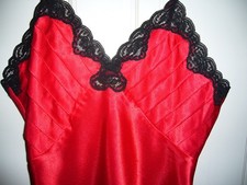 NWOT Victoria's Secret chemise red  black lace nightgown, pleats, S