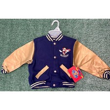 Vintage 90s Mickey's Stuff Varsity Jacket Boys 3T Blue Gold Mickey Mouse Graphic