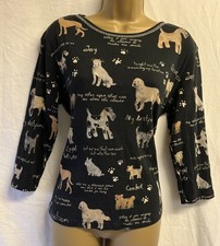 Jess & Jane USA Black Graphic Dogs My Best Friend S/M 3/4 Sleeved Sequin Y2K Top