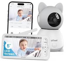 Baby Monitor with Camera and Audio - 2K Video Monitor with 5" Screen - White