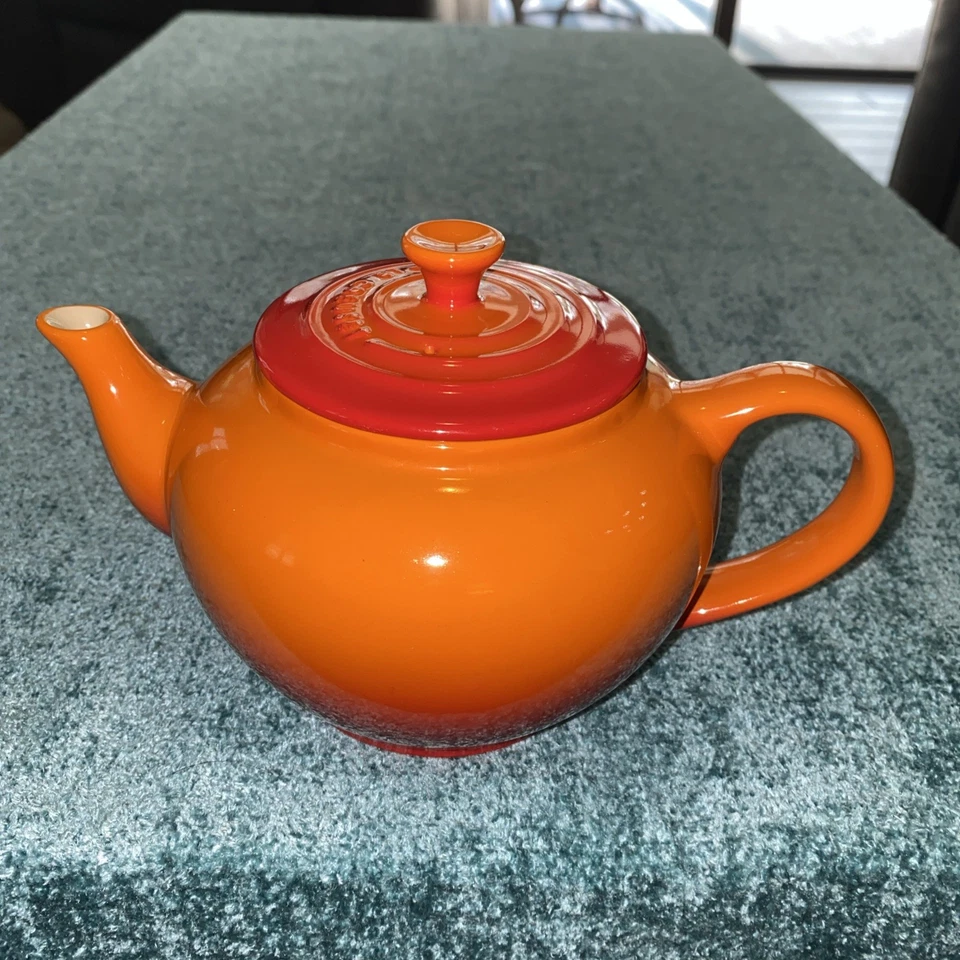 "Le Creuset" Small Stoneware Teapot w/Infuser ~ Volcanic Orange  - Image 2 of 4
