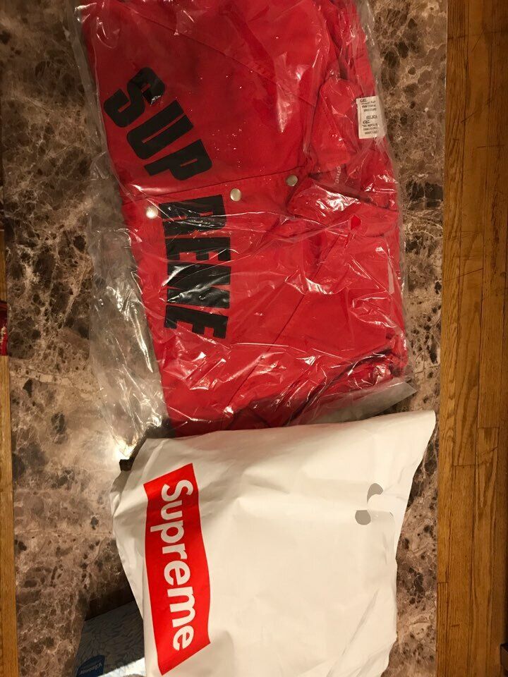 Supreme Snap Front Twill Jacket Red Large FW18 | eBay
