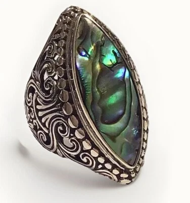NUEVO CON ETIQUETAS BALI Legacy Anillo Abulón Talla 7 Anillo Plata de Ley 925 Anillo Distintivo 7.5g Foto 1 de 4