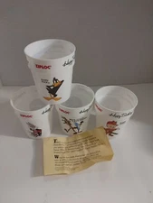 Vintage Ziploc Happy Birthday Bugs Warner Bros Plastic Cup Lot of 4 Elmer Fudd