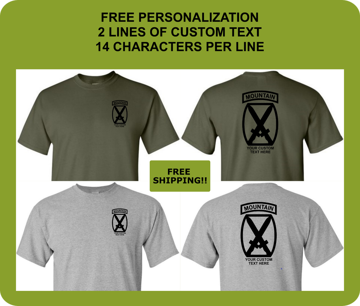 10th Mountain Division Shirt, US Army Custom Performance