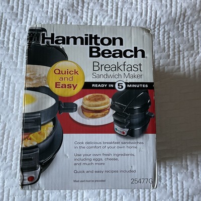 Hamilton Beach Breakfast Sandwich Maker 25477G Black NEW SEALED Box Ready In 5mn
