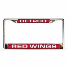 detroit red wings nhl ice hockey chrome laser license plate frame usa made